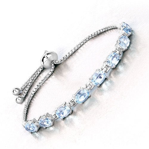 7.60 Carat Genuine Blue Topaz .925 Sterling Silver Bracelet - Bracelets - Custom Crafting Alliance, LLC