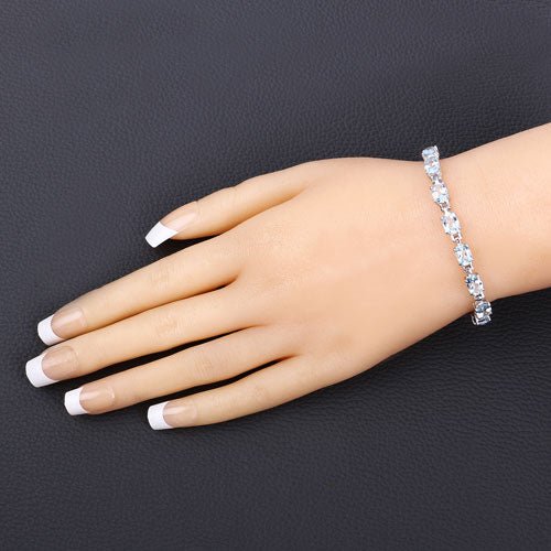 7.60 Carat Genuine Blue Topaz .925 Sterling Silver Bracelet - Bracelets - Custom Crafting Alliance, LLC