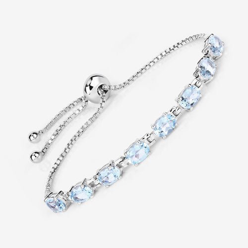 7.60 Carat Genuine Blue Topaz .925 Sterling Silver Bracelet - Bracelets - Custom Crafting Alliance, LLC