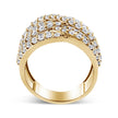 10K Yellow Gold 3.0 Cttw Diamond Eight-Row Bypass Crossover Statement Band Ring (H-I Color, I2-I3 Clarity) - Size 7