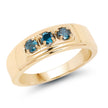 14K Yellow Gold Plated 0.33 Carat Genuine Blue Diamond .925 Sterling Silver Ring