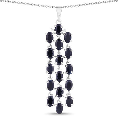 7.68 Carat Genuine Blue Sapphire .925 Sterling Silver Pendant - Pendants - Custom Crafting Alliance, LLC