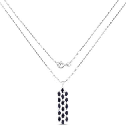 7.68 Carat Genuine Blue Sapphire .925 Sterling Silver Pendant - Pendants - Custom Crafting Alliance, LLC