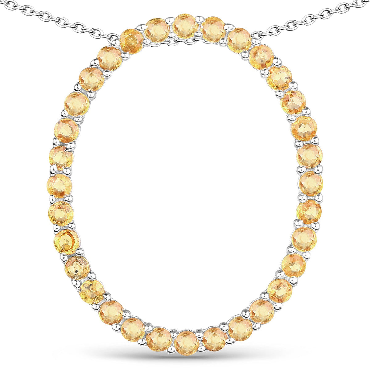 3.84 Carat Genuine Yellow Sapphire .925 Sterling Silver Pendant