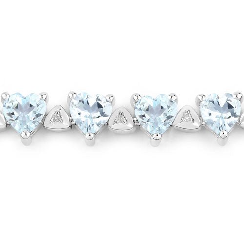 7.71 Carat Genuine Aquamarine and White Diamond .925 Sterling Silver Bracelet - Bracelets - Custom Crafting Alliance, LLC