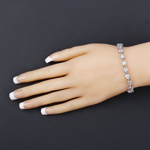 7.71 Carat Genuine Aquamarine and White Diamond .925 Sterling Silver Bracelet - Bracelets - Custom Crafting Alliance, LLC