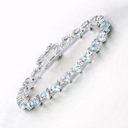 7.71 Carat Genuine Aquamarine and White Diamond .925 Sterling Silver Bracelet - Bracelets - Custom Crafting Alliance, LLC