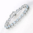 7.71 Carat Genuine Aquamarine and White Diamond .925 Sterling Silver Bracelet - Bracelets - Custom Crafting Alliance, LLC