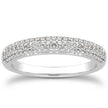 14k White Gold Triple Multi-Row Micro- Pave Diamond Wedding Ring Band