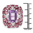 7.59 Carat Genuine Pink Amethyst, Rhodolite and White Topaz .925 Sterling Silver Ring