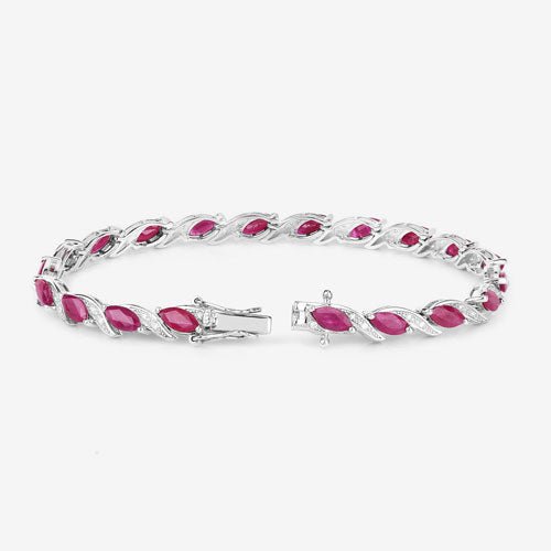 7.78 Carat Genuine Ruby and White Diamond 10K White Gold Bracelet - Bracelets - Custom Crafting Alliance, LLC