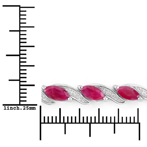 7.78 Carat Genuine Ruby and White Diamond 10K White Gold Bracelet - Bracelets - Custom Crafting Alliance, LLC