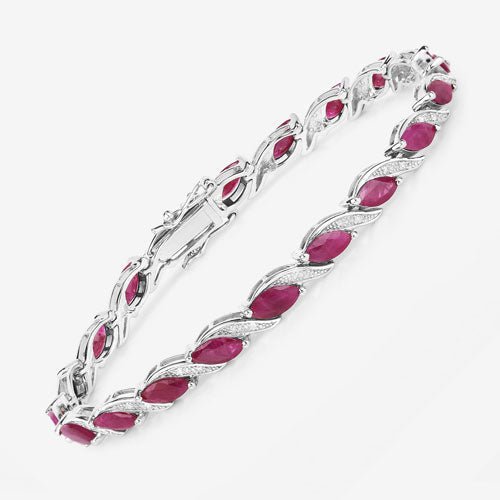 7.78 Carat Genuine Ruby and White Diamond 10K White Gold Bracelet - Bracelets - Custom Crafting Alliance, LLC
