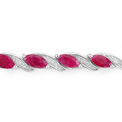 7.78 Carat Genuine Ruby and White Diamond 10K White Gold Bracelet - Bracelets - Custom Crafting Alliance, LLC