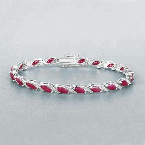 7.78 Carat Genuine Ruby and White Diamond 10K White Gold Bracelet - Bracelets - Custom Crafting Alliance, LLC