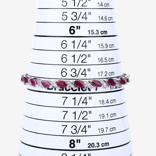 7.78 Carat Genuine Ruby and White Diamond 10K White Gold Bracelet - Bracelets - Custom Crafting Alliance, LLC