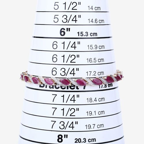 7.78 Carat Genuine Ruby and White Diamond 10K Yellow Gold Bracelet - Bracelets - Custom Crafting Alliance, LLC