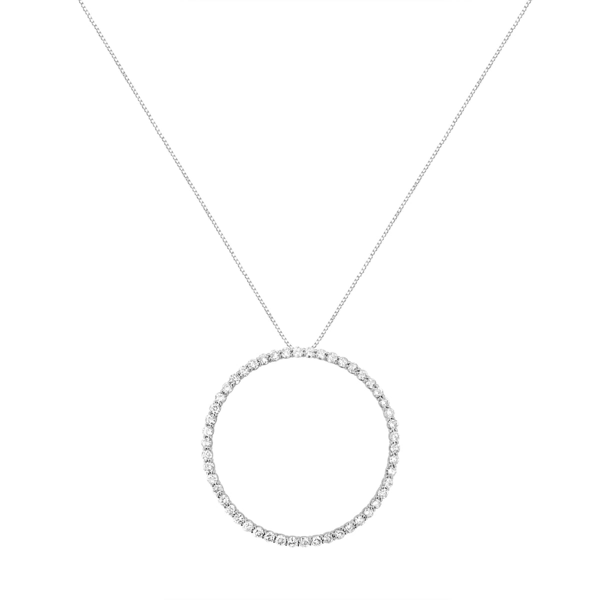 .925 Sterling Silver 4 cttw Prong Set, Round-Cut Diamond Open Circle Hoop 18