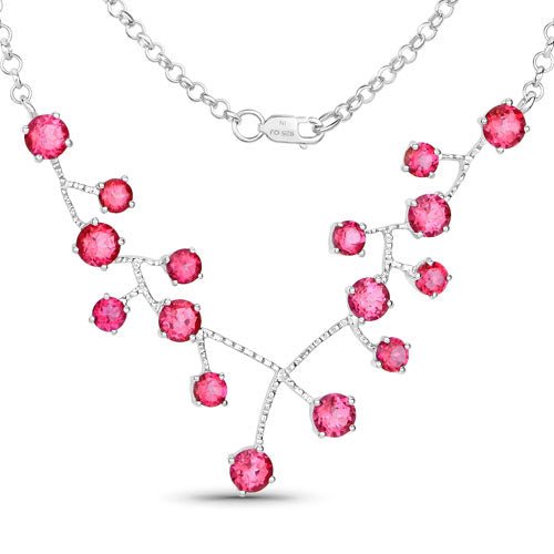 7.92 Carat Genuine Pink Topaz .925 Sterling Silver Necklace - Necklaces - Custom Crafting Alliance, LLC