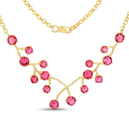 7.92 Carat Genuine Pink Topaz .925 Sterling Silver Necklace - Necklaces - Custom Crafting Alliance, LLC