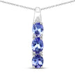 1.11 Carat Genuine Tanzanite and White Diamond .925 Sterling Silver Pendant