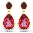 7.98 Carat Genuine Pink Topaz, Rhodolite Garnet and White Diamond .925 Sterling Silver Earrings - Earrings - Custom Crafting Alliance, LLC