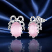 925 Sterling Silver White Gold Plated Earrings with Transparent Glass, 1.6x1.2cm for Women
