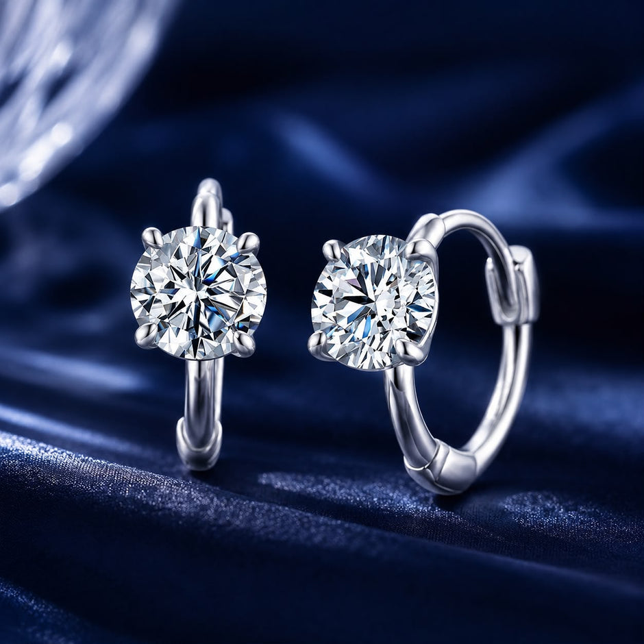 925 Sterling Silver & White Gold Plated 0.5 Carat Moissanite Earrings for Women
