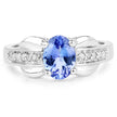 1.27 Carat Genuine Tanzanite and White Diamond .925 Sterling Silver Ring