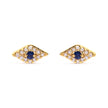 10K Yellow Gold Blue Sapphire and Diamond Accent Evil Eye Stud Earring (H-I Color, I1-I2 Clarity)
