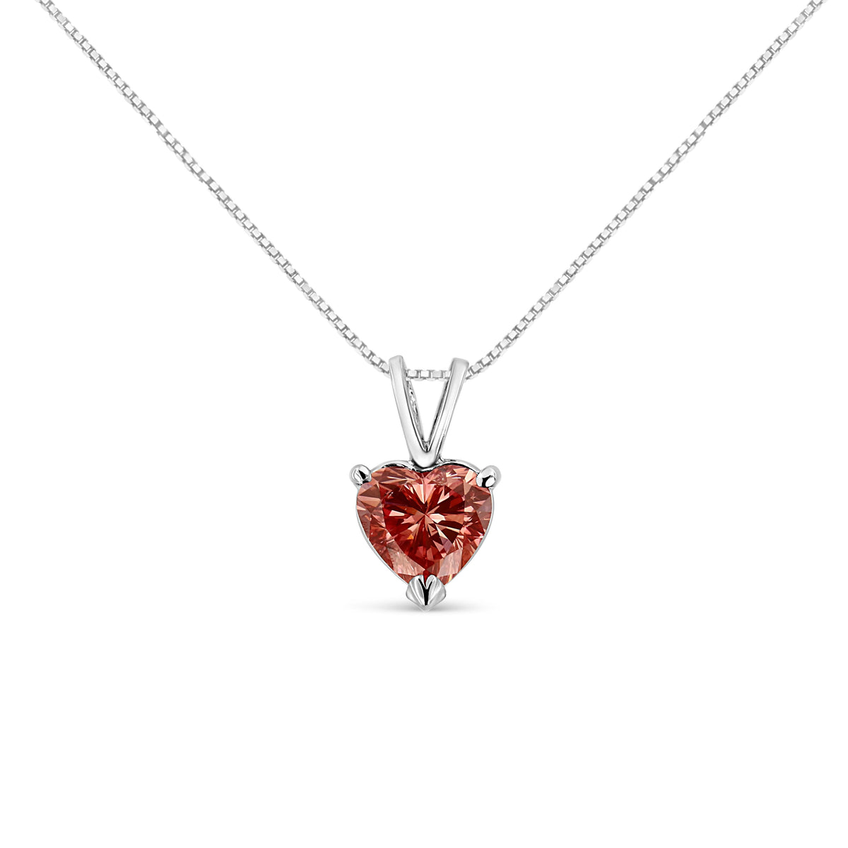IGI Certified 14K White Gold Martini Set 1.00 Cttw Lab Grown Pink Heart Diamond Solitaire 18