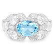 3.20 Carat Genuine Blue Topaz and White Zircon .925 Sterling Silver Ring