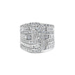 10K White Gold 2 1/2 Cttw Round and Baguette-Cut Diamond Multi-Row Bypass Ring (J-K Color, I2-I3 Clarity) - Ring Size 7