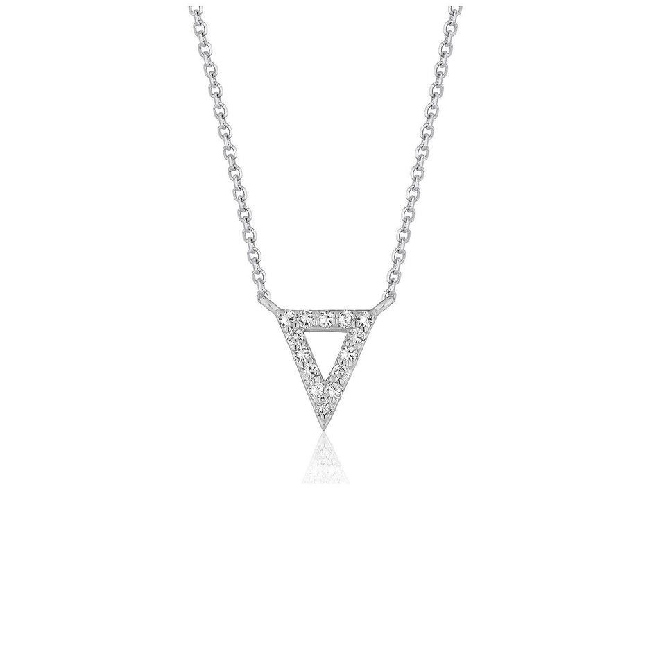 Diamond Inverted Triangle Pendant in 14k White Gold