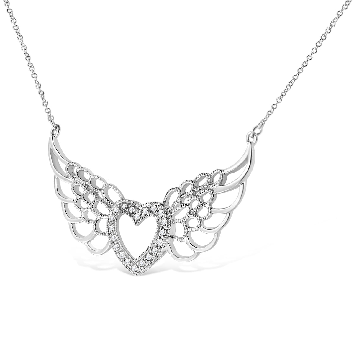 .925 Sterling Silver Pave-Set Diamond Accent Fairy Wing 18
