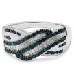 0.88 Carat Genuine Blue Diamond & White Diamond .925 Sterling Silver Ring