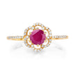 0.68 Carat Genuine Ruby and White Diamond 14K Yellow Gold Ring