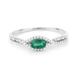 0.32 Carat Genuine Zambian Emerald and White Diamond 14K White Gold Ring