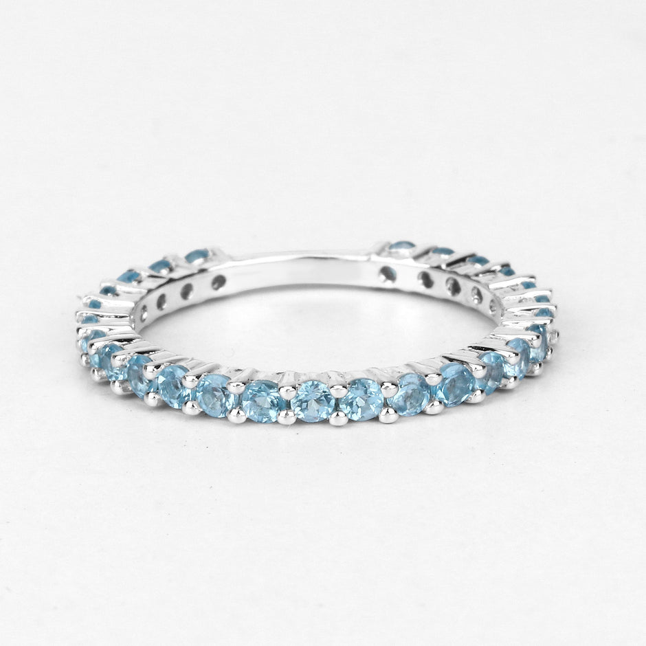 0.94 Carat Genuine Swiss Blue Topaz .925 Sterling Silver Ring