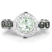 1.07 Carat Genuine Green Amethyst, Green Diamond and White Diamond .925 Sterling Silver Ring