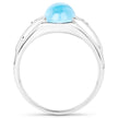 3.67 Carat Genuine Swiss Blue Topaz and White Topaz .925 Sterling Silver Ring