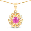 0.59 Carat Genuine Ruby and White Diamond 14K Yellow Gold Pendant