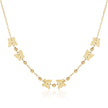 14k Yellow Gold 18 inch Necklace with Polished Butterflies and Beads