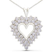 925 Sterling Silver 4.0 Cttw Diamond Two Row Open Heart 18