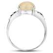 2.05 Carat Genuine Ethiopian Opal, Pink Tourmaline and White Topaz .925 Sterling Silver Ring