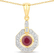 1.57 Carat Genuine Ruby and White Zircon .925 Sterling Silver Pendant