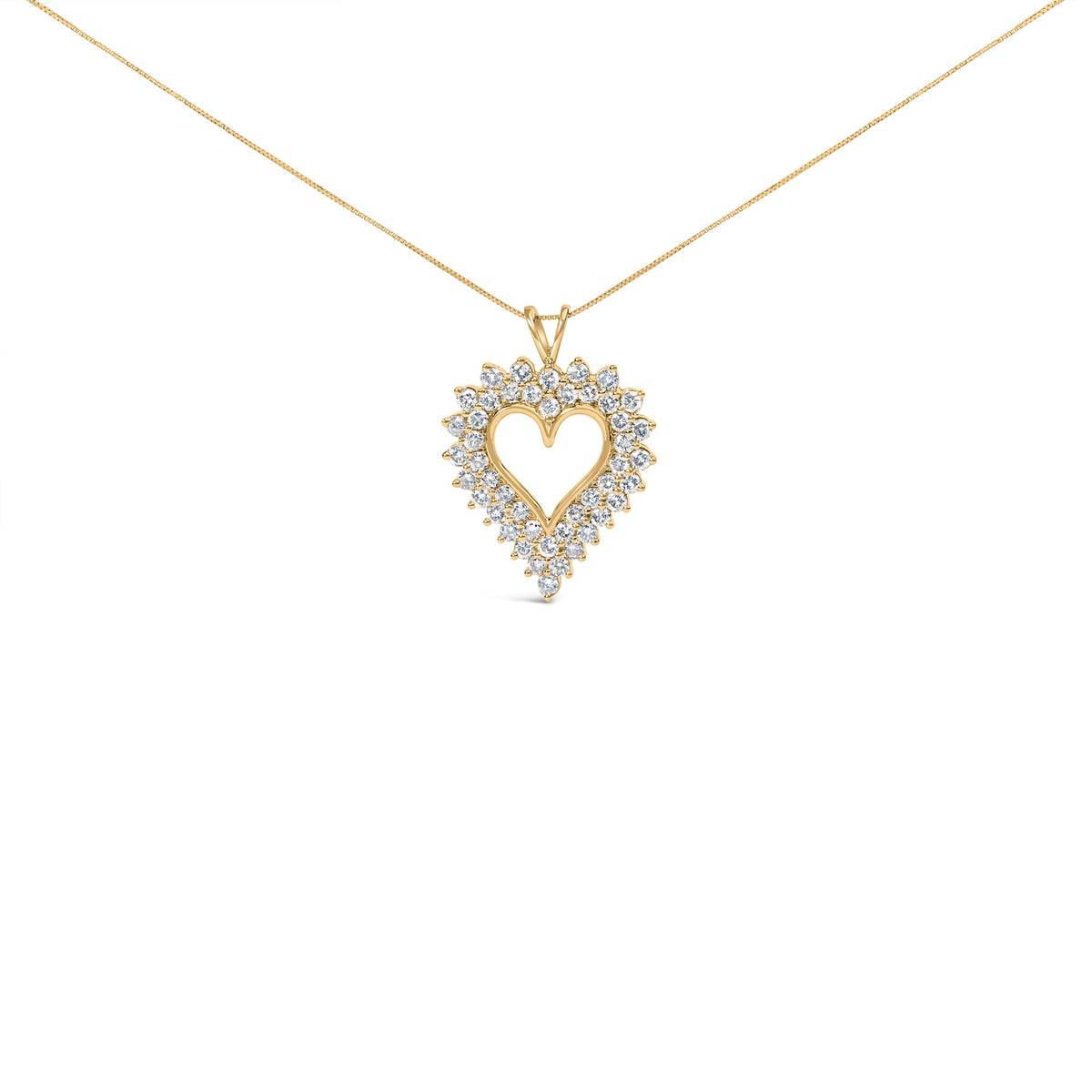 14K Yellow Gold Plated .925 Sterling Silver 3.00 Cttw Round Cut Diamond Cluster Heart 18
