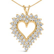 14K Yellow Gold Plated .925 Sterling Silver 3.00 Cttw Round Cut Diamond Cluster Heart 18