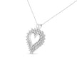 .925 Sterling Silver 4 Cttw Round-Cut Double Row Composite Diamond Heart 18