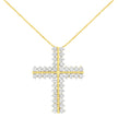 10K Yellow Gold 4.0 Cttw Diamond Two Row Cross 18